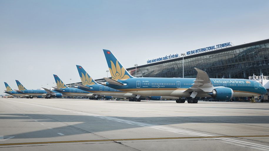 Vietnam Airlines aircraft at Noi Bai International Airport x Vietnam Airlines aircraft at Noi Bai International Airport x